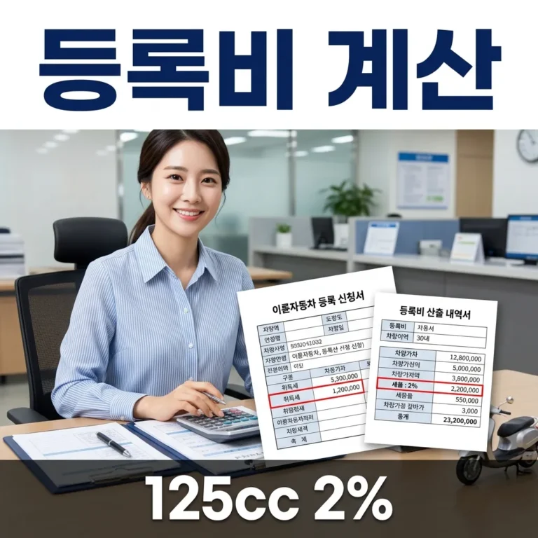이륜차 신차 등록비 취득세 계산 125cc 이하 2% 적용 기준과 절차 5단계