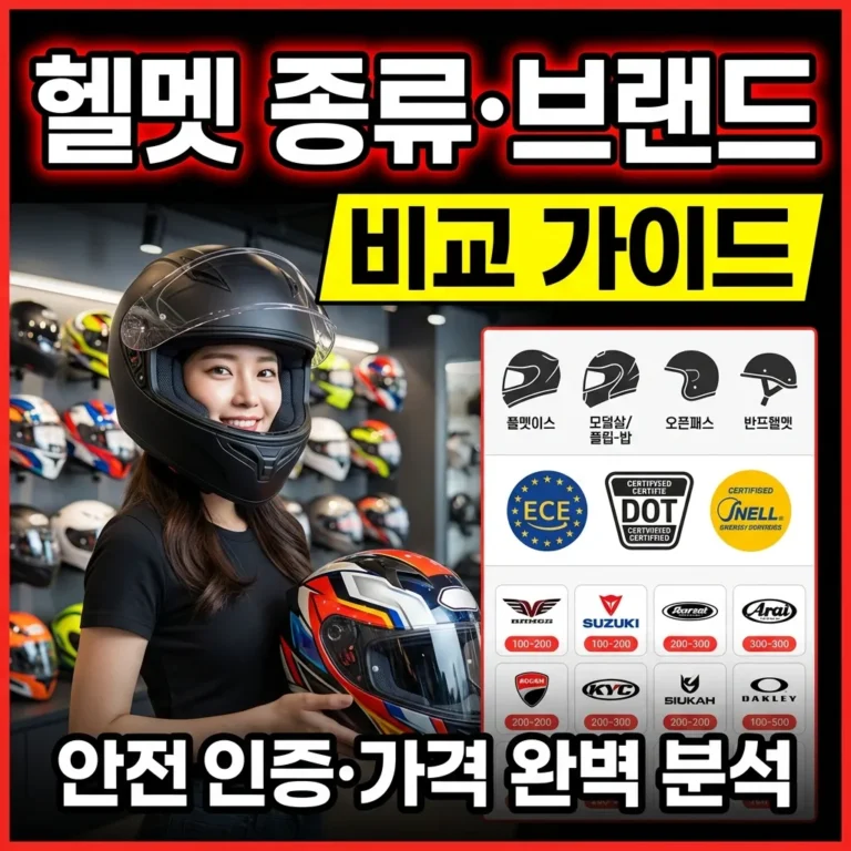 오토바이 헬멧 추천 브랜드 비교 초보자 사이즈 선택법 인증 종류 가격 총정리
