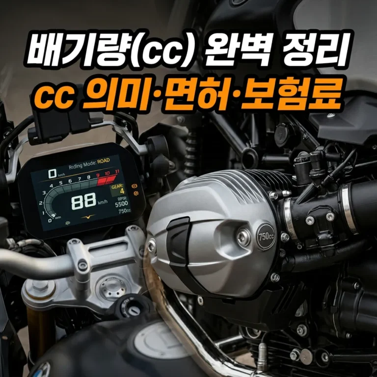 배기량(cc)이란? 오토바이 cc 의미부터 면허·보험료까지 완벽 정리