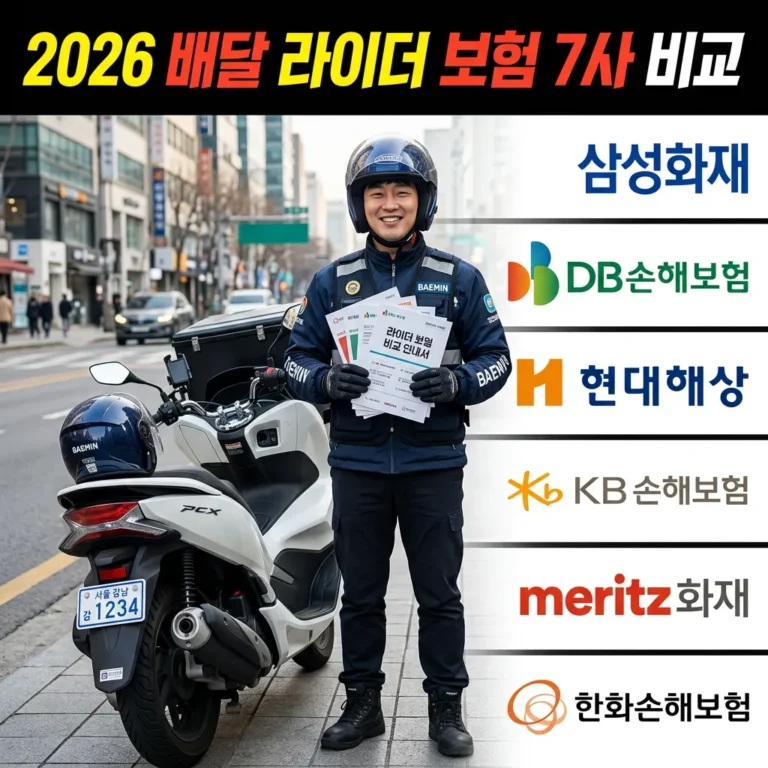 오토바이 배달 라이더 보험 7개 회사 비교 완벽 가이드 2026