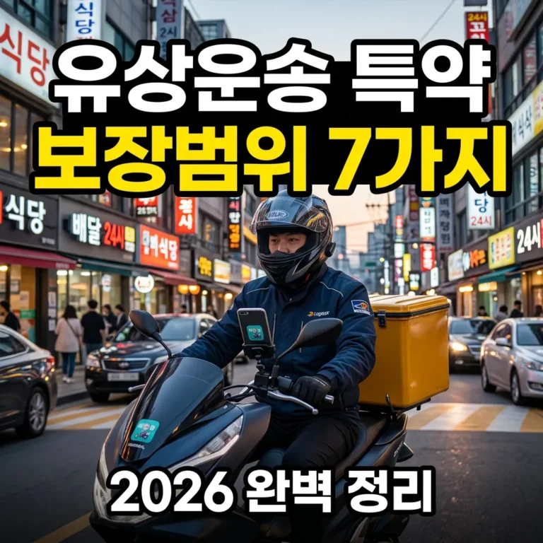 오토바이 유상운송보험 특약 보장범위 7가지 총정리 (2026)
