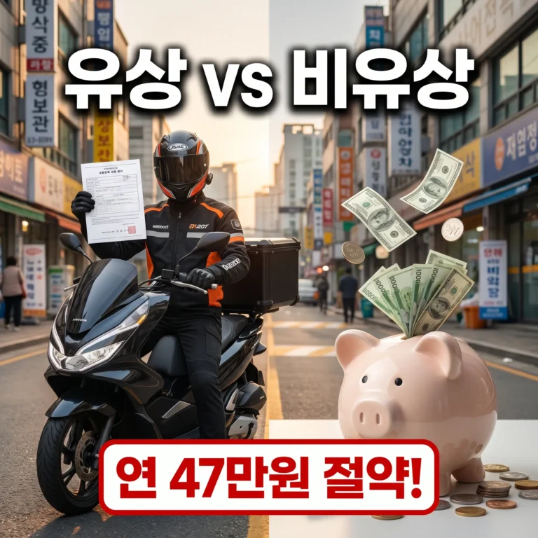 오토바이 유상 vs 비유상 보험료 실측 차이 (연 47만원 절약법)