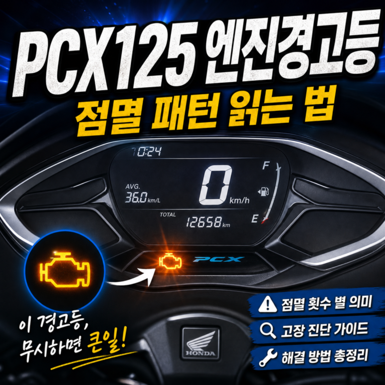 PCX125 엔진경고등 깜빡임 횟수 읽는 법｜점멸 패턴으로 고장 범위 찾기