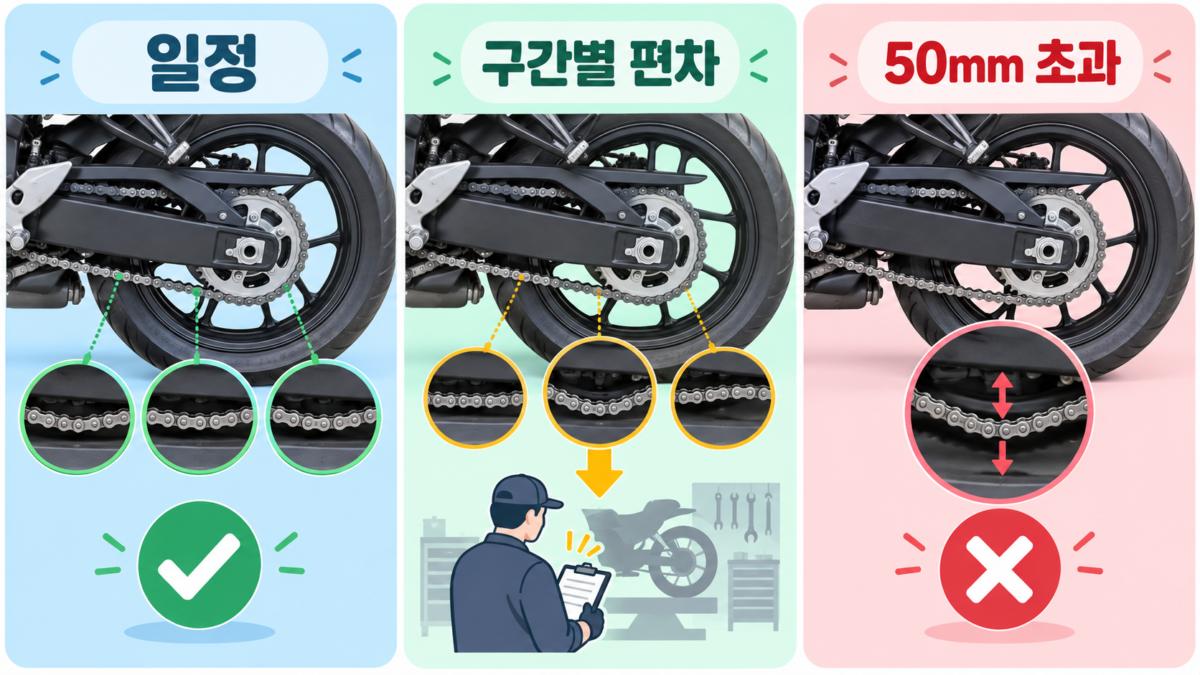 정상·편차·50mm 초과 판단