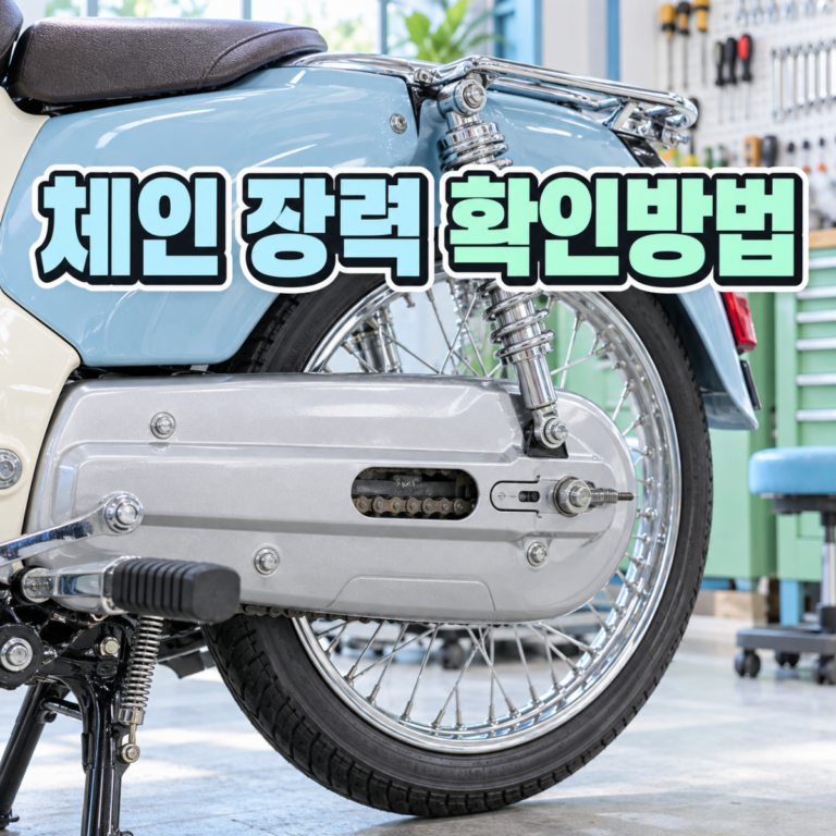 혼다 슈퍼커브 C125 2023 체인 장력 확인방법, 25~35mm 측정과 운행 중단 기준